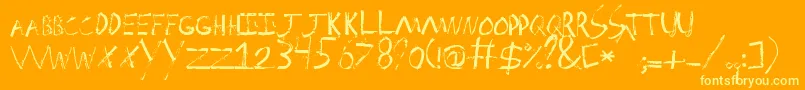 Spackler-Schriftart – Gelbe Schriften auf orangefarbenem Hintergrund
