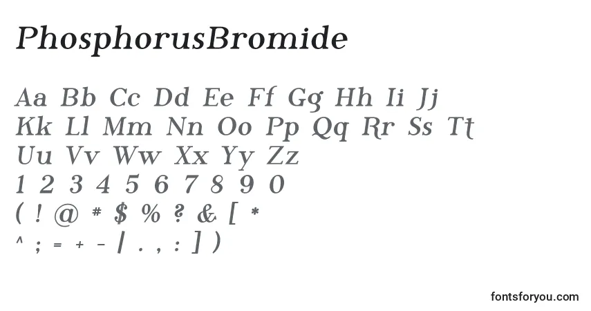 A fonte PhosphorusBromide – alfabeto, números, caracteres especiais