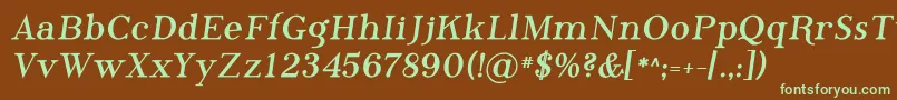 フォントPhosphorusBromide – 緑色の文字が茶色の背景にあります。