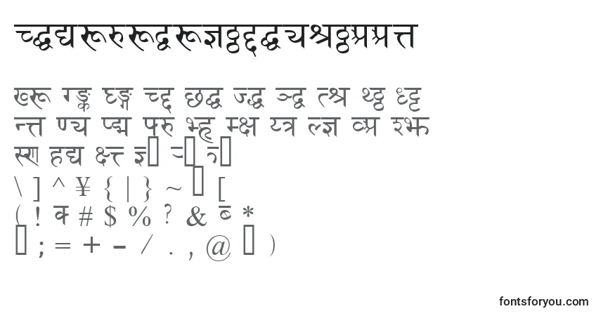 Czcionka Devanagaridelhissk – alfabet, cyfry, specjalne znaki