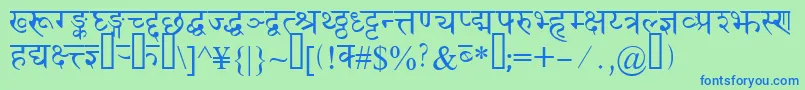 Devanagaridelhissk Font – Blue Fonts on Green Background