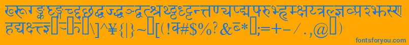 Fonte Devanagaridelhissk – fontes azuis em um fundo laranja