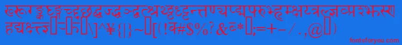 Czcionka Devanagaridelhissk – czerwone czcionki na niebieskim tle