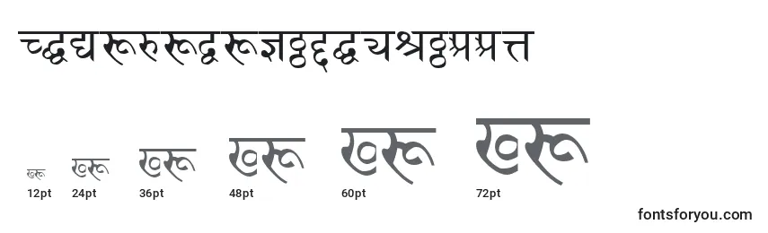 Größen der Schriftart Devanagaridelhissk