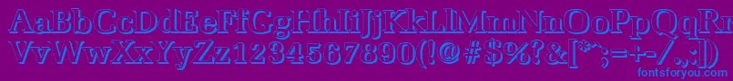 MarseilleshadowBold-Schriftart – Blaue Schriften auf violettem Hintergrund