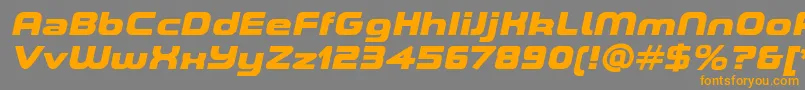 フォントASpaceBlackItalicDemo – オレンジの文字は灰色の背景にあります。