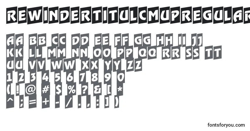 Czcionka RewindertitulcmupRegular – alfabet, cyfry, specjalne znaki