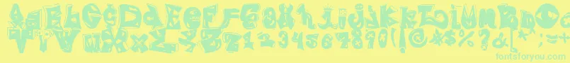 BlingRing Font – Green Fonts on Yellow Background