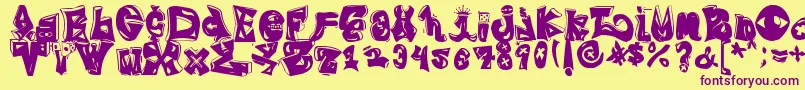 BlingRing Font – Purple Fonts on Yellow Background