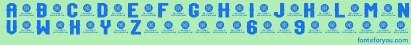 TeamJersey96Demo-Schriftart – Blaue Schriften auf grünem Hintergrund