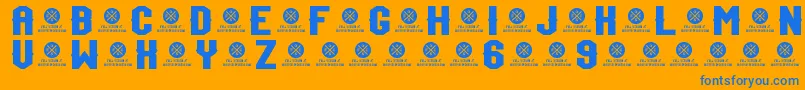 TeamJersey96Demo-Schriftart – Blaue Schriften auf orangefarbenem Hintergrund