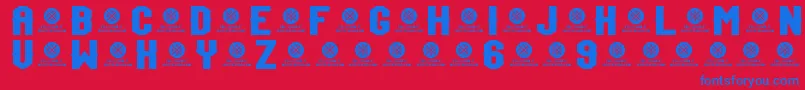 フォントTeamJersey96Demo – 赤い背景に青い文字