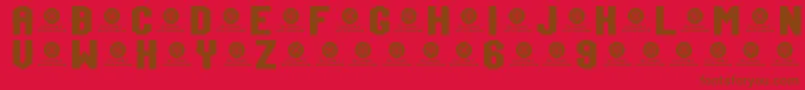 TeamJersey96Demo-fontti – ruskeat fontit punaisella taustalla