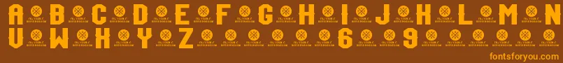 TeamJersey96Demo-Schriftart – Orangefarbene Schriften auf braunem Hintergrund
