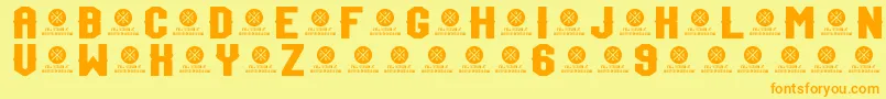 Fonte TeamJersey96Demo – fontes laranjas em um fundo amarelo