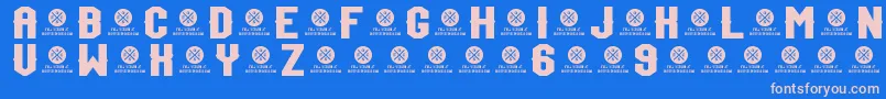 Czcionka TeamJersey96Demo – różowe czcionki na niebieskim tle
