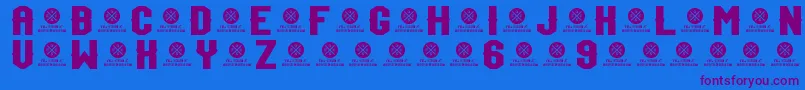 TeamJersey96Demo-Schriftart – Violette Schriften auf blauem Hintergrund