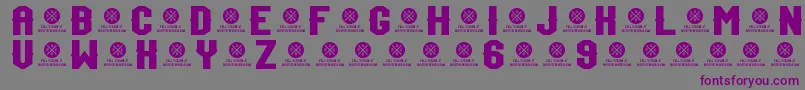 Шрифт TeamJersey96Demo – фиолетовые шрифты на сером фоне
