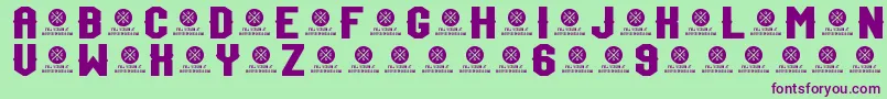 TeamJersey96Demo-Schriftart – Violette Schriften auf grünem Hintergrund