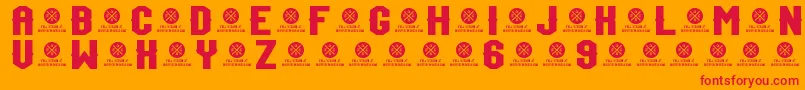 TeamJersey96Demo-Schriftart – Rote Schriften auf orangefarbenem Hintergrund