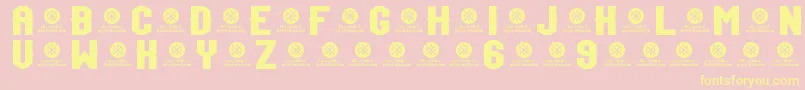 TeamJersey96Demo-Schriftart – Gelbe Schriften auf rosa Hintergrund