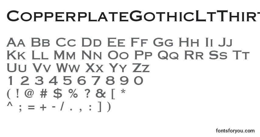 A fonte CopperplateGothicLtThirtyOneAb – alfabeto, números, caracteres especiais