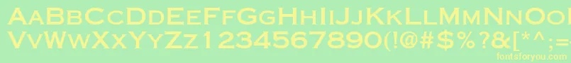 Fonte CopperplateGothicLtThirtyOneAb – fontes amarelas em um fundo verde