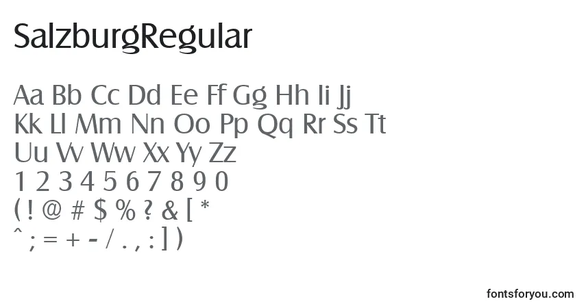 Schriftart SalzburgRegular – Alphabet, Zahlen, spezielle Symbole