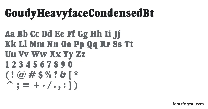 Шрифт GoudyHeavyfaceCondensedBt – алфавит, цифры, специальные символы