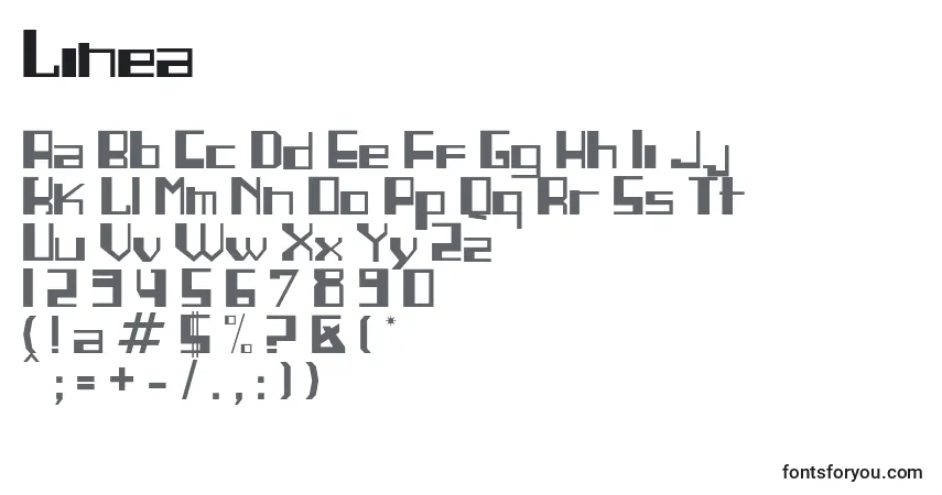 Schriftart Linea – Alphabet, Zahlen, spezielle Symbole