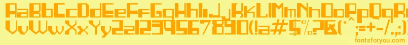 フォントLinea – オレンジの文字が黄色の背景にあります。