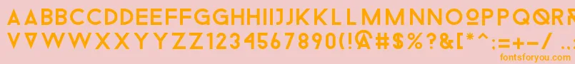 フォントDroidiga – オレンジの文字がピンクの背景にあります。