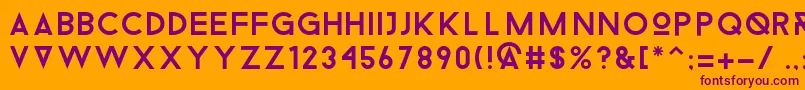 Droidiga-Schriftart – Violette Schriften auf orangefarbenem Hintergrund