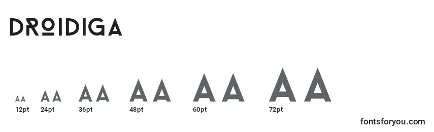 Размеры шрифта Droidiga