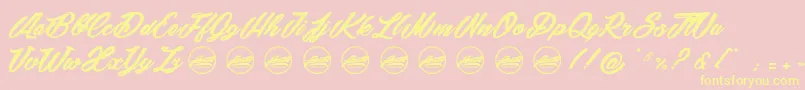 SnowballsSeasonPersonaluseonly-Schriftart – Gelbe Schriften auf rosa Hintergrund