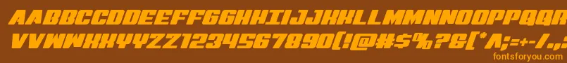 Virginhybrid-Schriftart – Orangefarbene Schriften auf braunem Hintergrund
