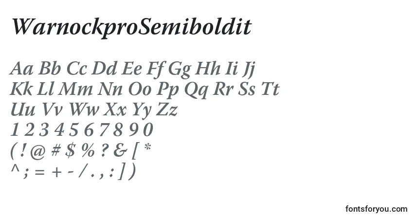A fonte WarnockproSemiboldit – alfabeto, números, caracteres especiais