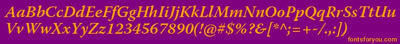 WarnockproSemiboldit Font – Orange Fonts on Purple Background