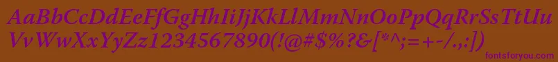 WarnockproSemiboldit Font – Purple Fonts on Brown Background