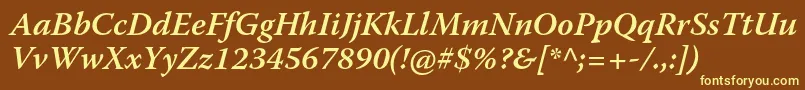 WarnockproSemiboldit Font – Yellow Fonts on Brown Background