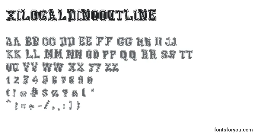 Czcionka XiloGaldinoOutline – alfabet, cyfry, specjalne znaki
