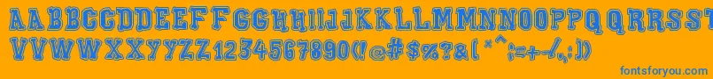 Weitere Informationen zur XiloGaldinoOutline-Schriftart XiloGaldinoOutline-Schriftart – Blaue Schriften auf orangefarbenem Hintergrund