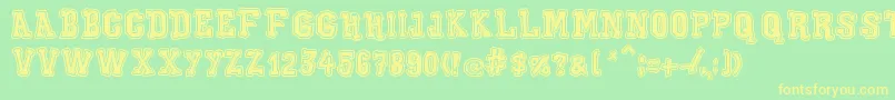 XiloGaldinoOutline-Schriftart – Gelbe Schriften auf grünem Hintergrund