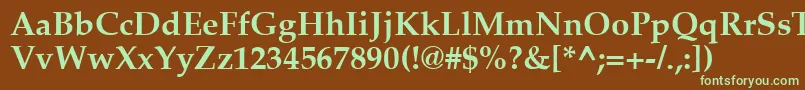 フォントAgpalatialBold – 緑色の文字が茶色の背景にあります。