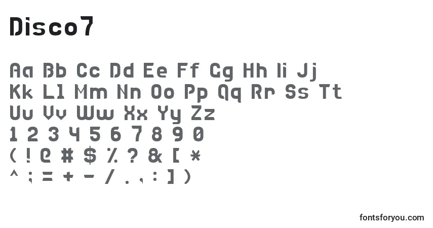 Fuente Disco7 - alfabeto, números, caracteres especiales