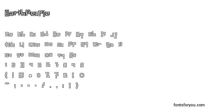 Czcionka EarthPeople – alfabet, cyfry, specjalne znaki