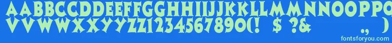 Zaleskicn Font – Green Fonts on Blue Background