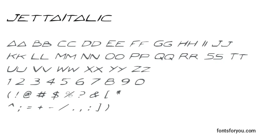 Шрифт JettaItalic – алфавит, цифры, специальные символы