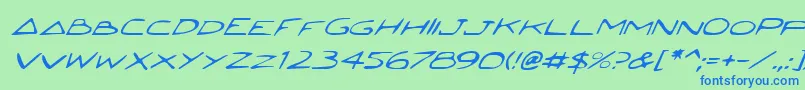JettaItalic-Schriftart – Blaue Schriften auf grünem Hintergrund
