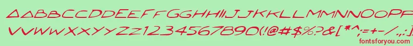 JettaItalic-fontti – punaiset fontit vihreällä taustalla